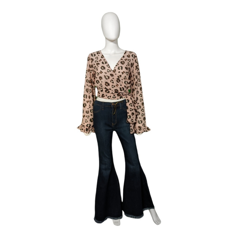 ASOS Abstract Print Long Sleeve Wrap Top Rose 8